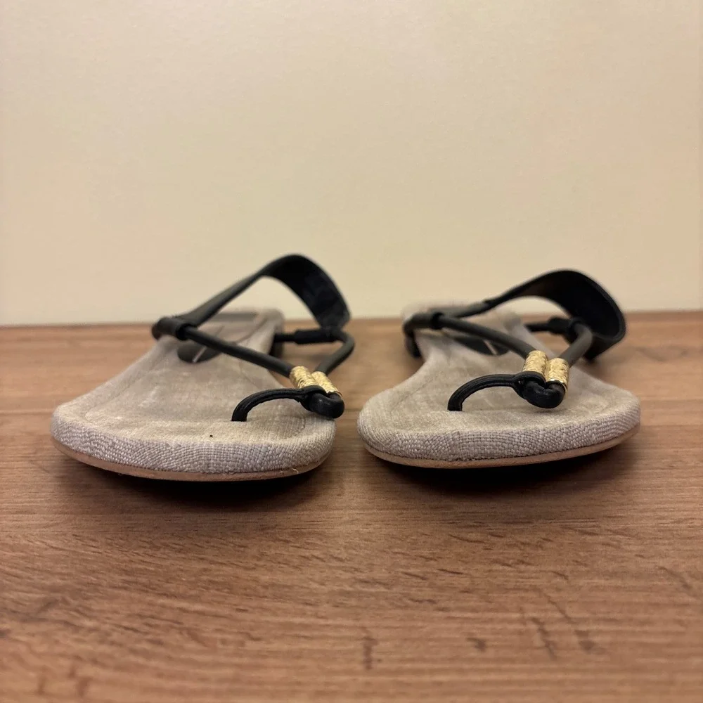 DOLCE VITA Bacey Strap Sandal In Black Women Size 10 Flat Casual‎ Summer Gold
